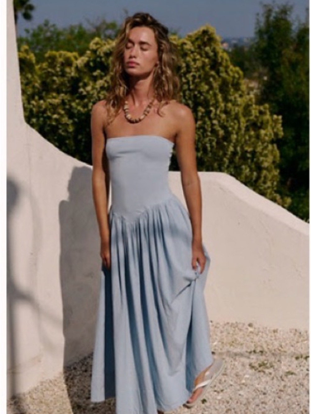 FREE PEOPLE Onda Drop-waist Tube Midi Dress - Ballad Blue